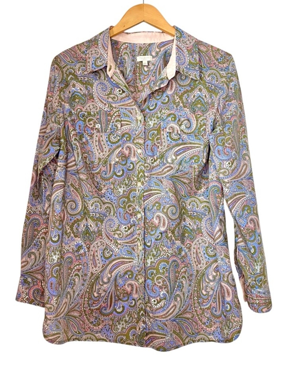 Talbots Woman Paisley 100% Cotton Lightweight Multicolored Button Up Shirt Sz 1X